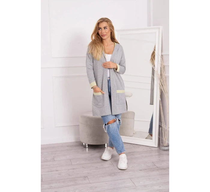 Dvoubarevná bunda s kapucí žlutá+šedá