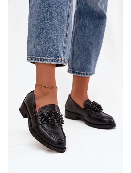 Polobotky Mokasyny Dámské S Ozdobou Černé Murelle Polobotky Mokasyny Dámské S Ozdobou Černé Murelle