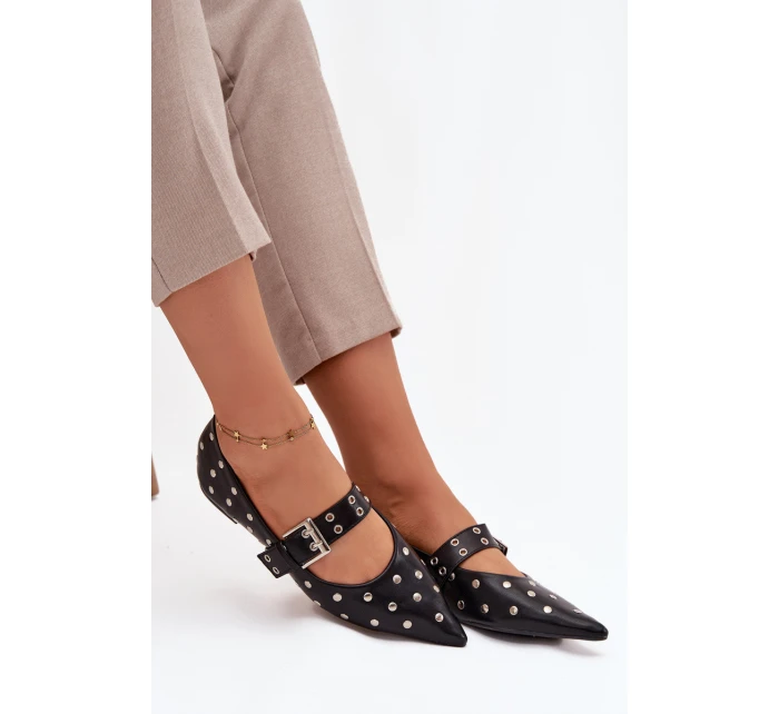 Baletky s korálky a sponou Eko kůže Černé model 21757705 - Boto
