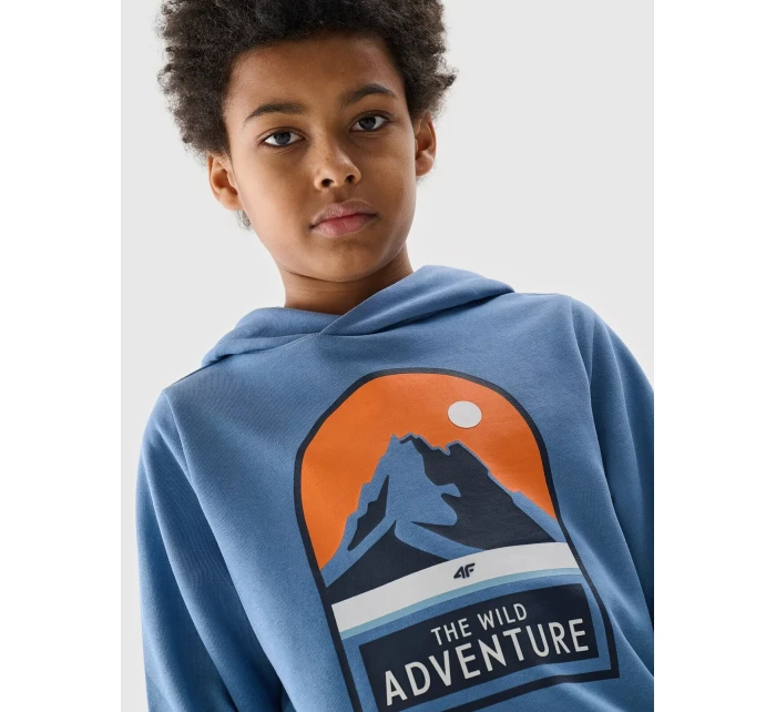 Chlapecká mikina s kapucí 4F - modrá Chlapecká mikina s kapucí 4F - modrá