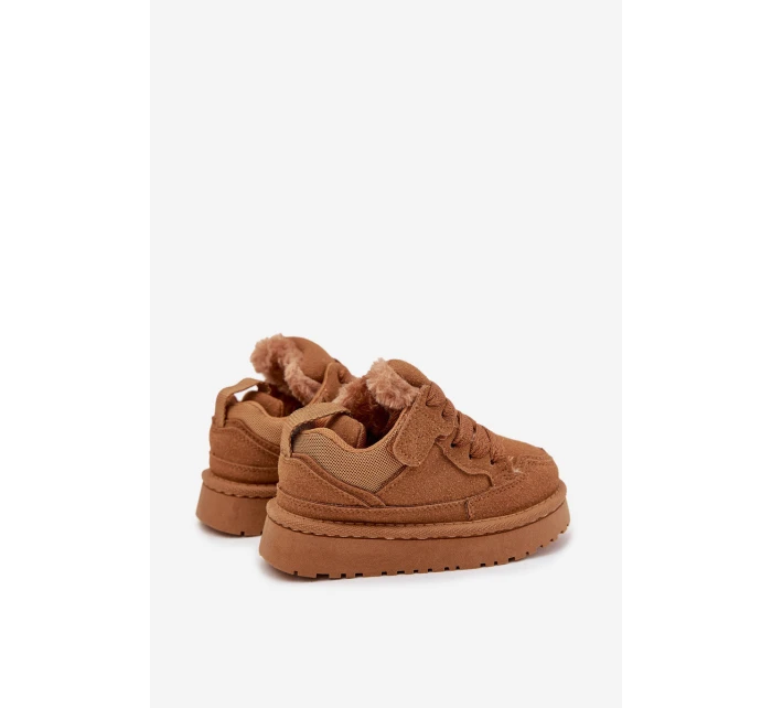 Dětské zateplené sneakers s kožíškem Mireen – velbloudí