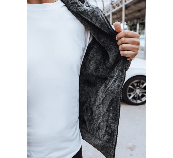 Pánská rozepínací zateplená mikina tmavě šedá Dstreet BX5598