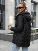 Dámská přechodná prošívaná bunda s kapucí černá FashionStreet TY5611 Dámská přechodná prošívaná bunda s kapucí černá FashionStreet TY5611