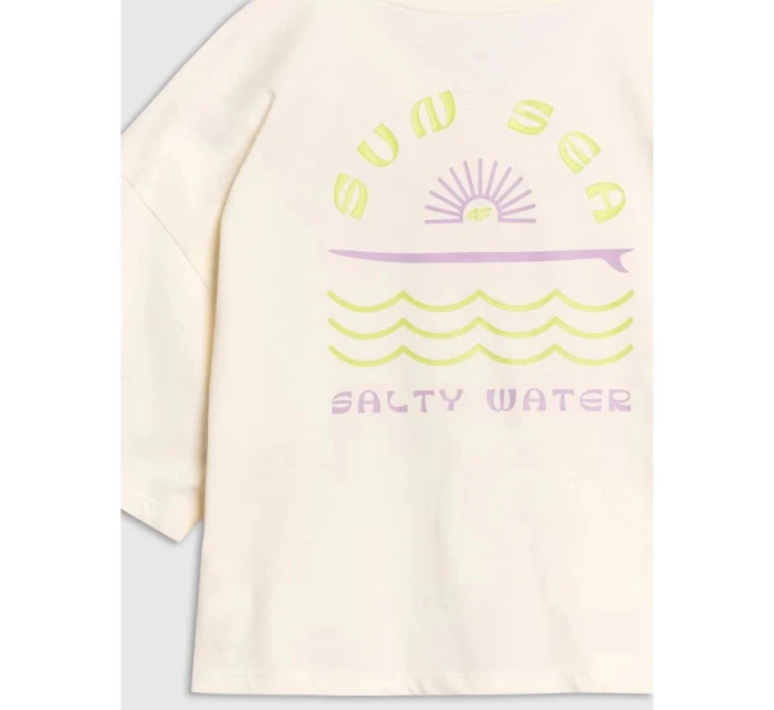 Dívčí tričko oversize crop top s potiskem 4F 4FJWSS25TTSHF1868-11S Dívčí tričko oversize crop top s potiskem 4F 4FJWSS25TTSHF1868-11S