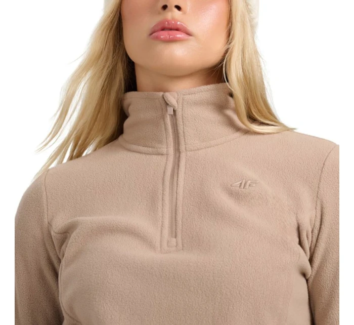 Dámská fleecová mikina 4F F069 světle hnědá 4FWAW25UFLEF069 82S Dámská fleecová mikina 4F F069 světle hnědá 4FWAW25UFLEF069 82S