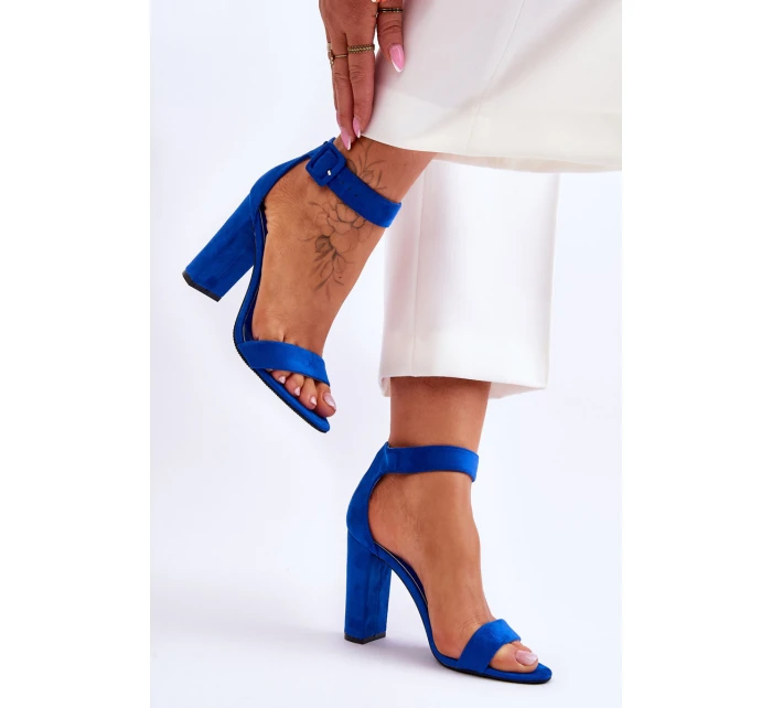 Semišové sandály na vysokém podpatku Tmavě modrá model 21619373 - Boto Semišové sandály na vysokém podpatku Tmavě modrá model 21619373 - Boto