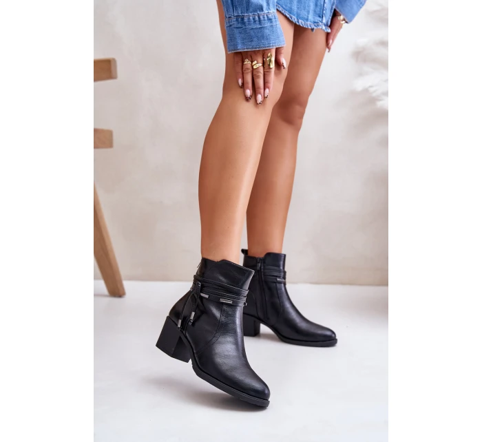 Dámské boty na podpatku z podšívkou černé model 21672432 - Boto Dámské boty na podpatku z podšívkou černé model 21672432 - Boto