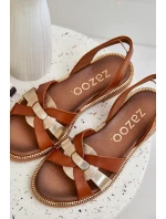 model 21684117 Dámské kožené sandály hnědé - Zazoo