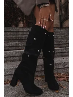 Dámské kozačky s izolací na podpatku s ozdobnými detaily černé model 21714804 - Boto