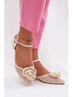 Dámské sandály na klínku s ozdobným detailem světle béžové Vionessa