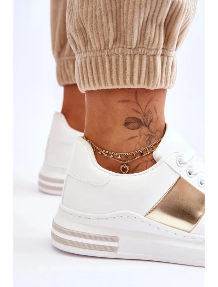 Klasické sportovní boty bílé a zlaté Follow Me Klasické sportovní boty bílé a zlaté Follow Me