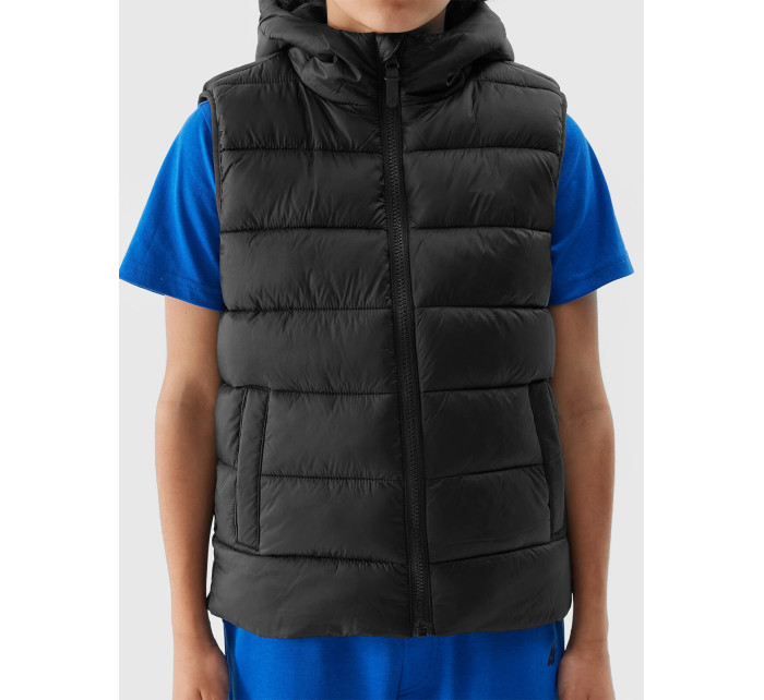 Chlapecká péřová vesta s výplní ze syntetického peří 4F - hluboce černá