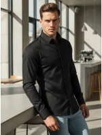Pánská elegantní hladká černá košile SLIM FIT FashionStreet DX2596
