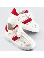 Bílo-červené dámské sportovní boty se zakrytým šněrováním (RA2049)