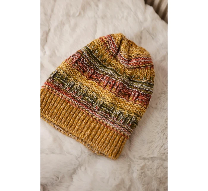 Čepice s fleecem Patrycja K254 hořčice+khaki Čepice s fleecem Patrycja K254 hořčice+khaki