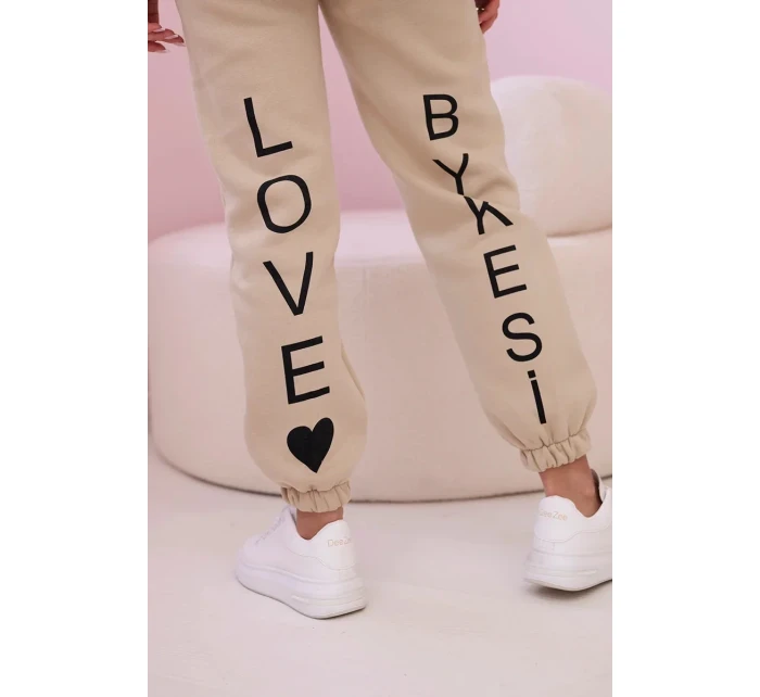 Bavlněná souprava s potiskem světle béžová