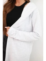 Dámská bavlněná bunda s kapucí a prodlouženým předním dílem světlá šedá Dámská bavlněná bunda s kapucí a prodlouženým předním dílem světlá šedá