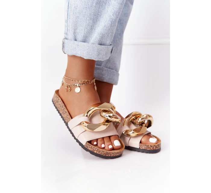 Nazouváky Na Korkové Podrážce S řetízkem Béžové model 21558029 - Boto Nazouváky Na Korkové Podrážce S řetízkem Béžové model 21558029 - Boto