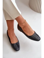 Dámské baleríny s ozdobou z eko kůže černé model 21667166 - Boto