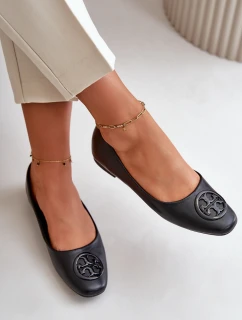 Dámské baleríny s ozdobou z eko kůže černé model 21667166 - Boto