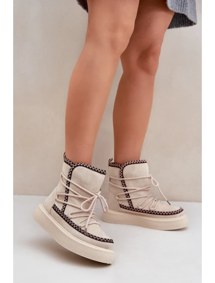 Dámské Sněhule S Na Platformě Světle Béžové model 21680230 - Boto Dámské Sněhule S Na Platformě Světle Béžové model 21680230 - Boto