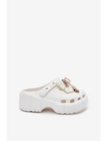 Dětské Dívčí Pantofle Z Pěny S Mašlí A Ozdobami Bílé Selvana Dětské Dívčí Pantofle Z Pěny S Mašlí A Ozdobami Bílé Selvana