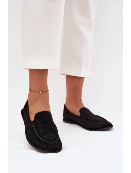 Dámské mokasíny z eko semiše ploché černé Miryelle Dámské mokasíny z eko semiše ploché černé Miryelle