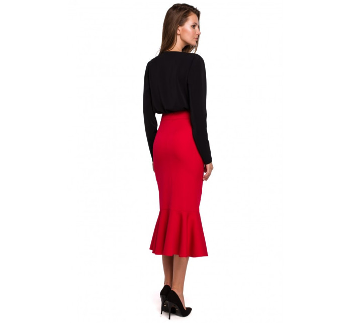 K025 Volánová tužková sukně - červená