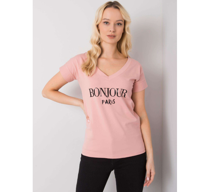 Světle růžové dámské tričko s potiskem