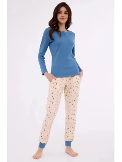 Dámské pyžamo Sammy 723/380 Jeans modrá s béžovou vzor - Cornette