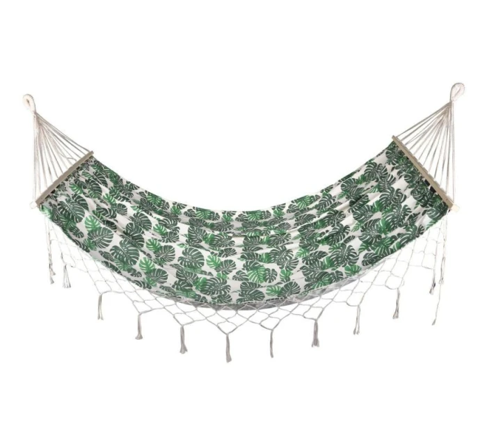 ZAHRADNÍ HOUPACÍ SÍŤ PRO 2 OSOBY 200X150CM S TYČÍ A STŘAPCEM MIAMI NATURA JUNGLE