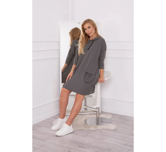 Šaty s kapucí v grafitové barvě Šaty s kapucí v grafitové barvě