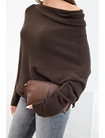 Dámský svetr viskózový asymetrický typ model 22281549 hnědý - K-Fashion Dámský svetr viskózový asymetrický typ model 22281549 hnědý - K-Fashion