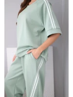 Dámský máslový komplet z viskózy mikina a kalhoty s lampasy tmavě mátová Dámský máslový komplet z viskózy mikina a kalhoty s lampasy tmavě mátová