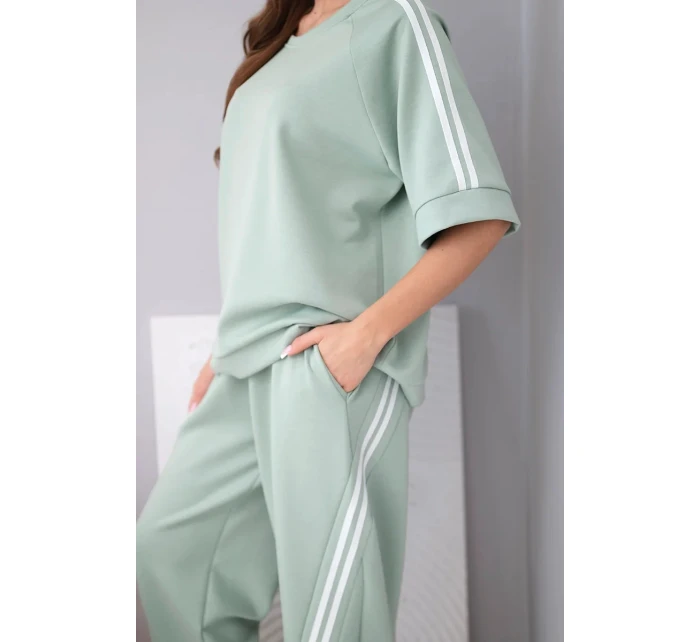 Dámský máslový komplet z viskózy mikina a kalhoty s lampasy tmavě mátová Dámský máslový komplet z viskózy mikina a kalhoty s lampasy tmavě mátová