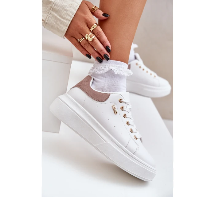 Dámské Sneakersy Na Platformě Eko Kůže Bílé Lelandine Dámské Sneakersy Na Platformě Eko Kůže Bílé Lelandine