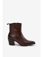 Kožené dámské kovbojky na podpatku vyhřívané Zazoo 60565 čokoládové Kožené dámské kovbojky na podpatku vyhřívané Zazoo 60565 čokoládové