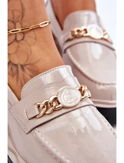 Lakované mokasíny na platformě Světle šedé Ronin