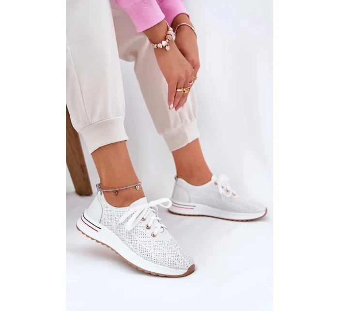 Dámské kožené lehké polobotky Artiker – bílé