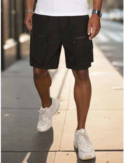 Pánské látkové bojové šortky černé FashionStreet SX2506