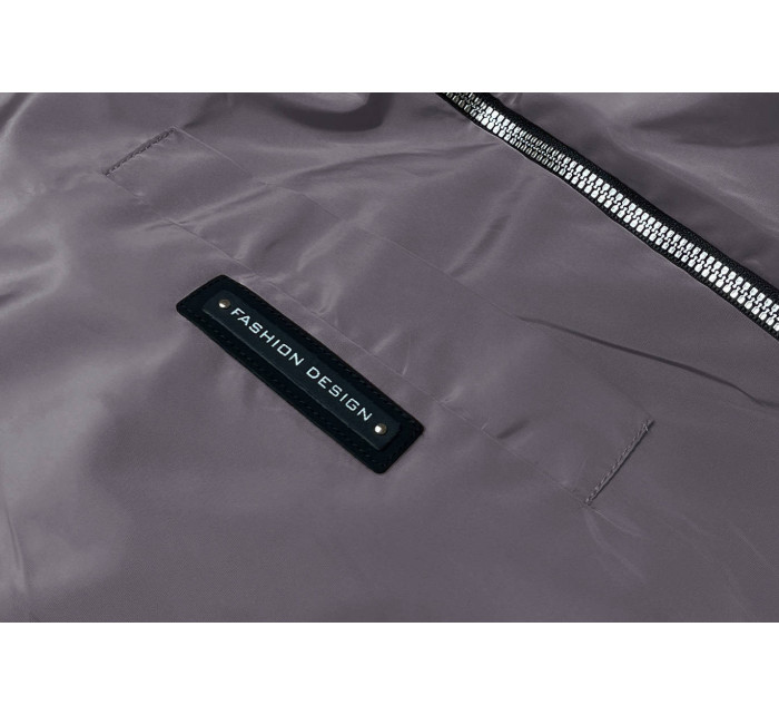 Tmavě šedá tenká dámská bunda s ozdobnou lemovkou model 18038034 - S'WEST