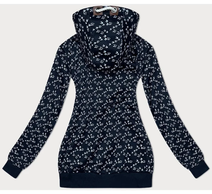 Tmavě modrá sportovní mikina s kapucí a se vzorem vlaštovek (2309) Tmavě modrá sportovní mikina s kapucí a se vzorem vlaštovek (2309)