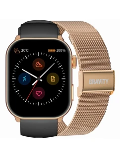 Dámské chytré hodinky GRAVITY GT28-5 řemínek + náramek Rose Gold Black