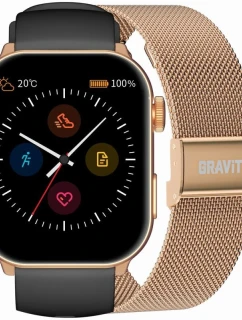 Dámské chytré hodinky GRAVITY GT28-5 řemínek + náramek Rose Gold Black