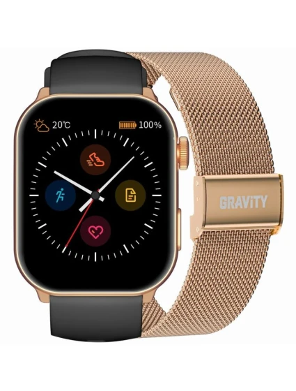 Dámské chytré hodinky GRAVITY GT28-5 řemínek + náramek Rose Gold Black Dámské chytré hodinky GRAVITY GT28-5 řemínek + náramek Rose Gold Black