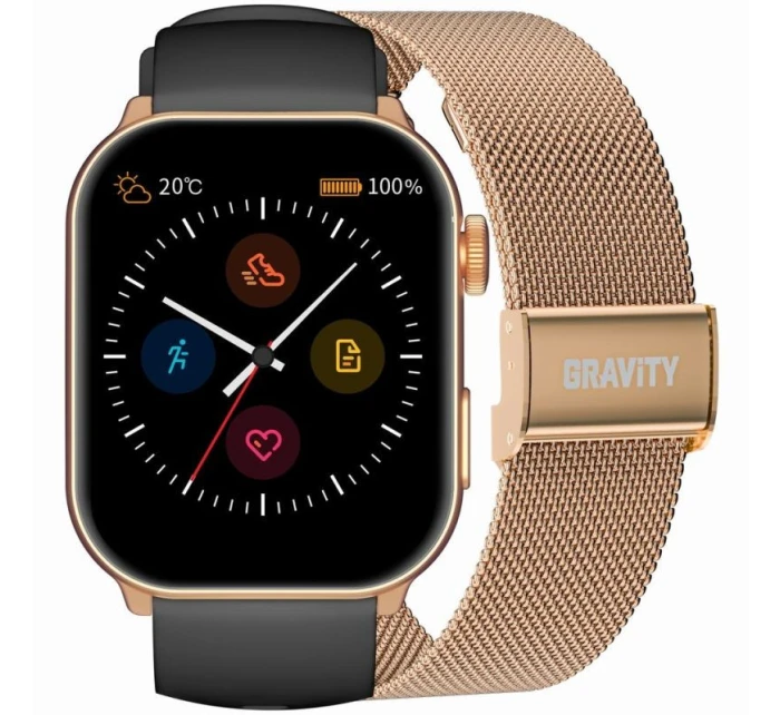 Dámské chytré hodinky GRAVITY GT28-5 řemínek + náramek Rose Gold Black Dámské chytré hodinky GRAVITY GT28-5 řemínek + náramek Rose Gold Black