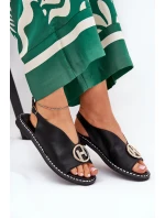 Ploché Elegantní Sandály S Dekorací Černé model 21685756 - Boto Ploché Elegantní Sandály S Dekorací Černé model 21685756 - Boto