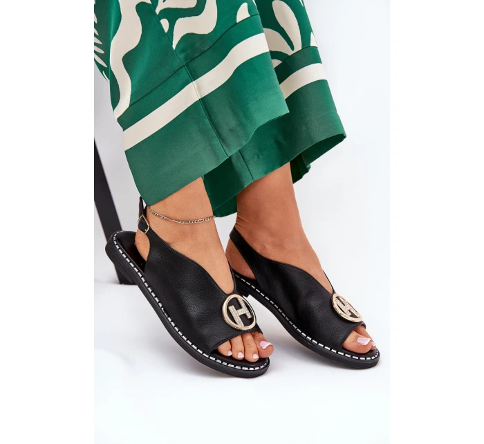 Ploché Elegantní Sandály S Dekorací Černé model 21685756 - Boto Ploché Elegantní Sandály S Dekorací Černé model 21685756 - Boto