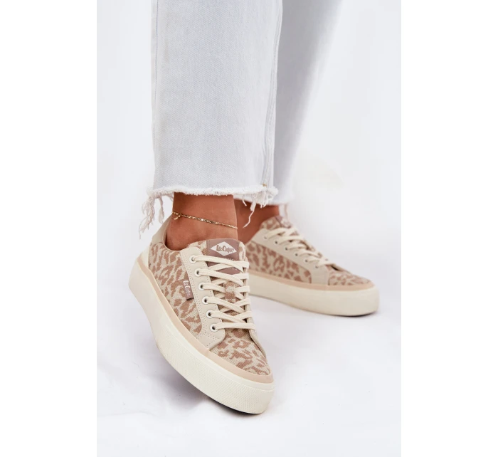 Nízké dámské tenisky s leopardím potiskem Lee Cooper LCW-25-02-3330L béžové
