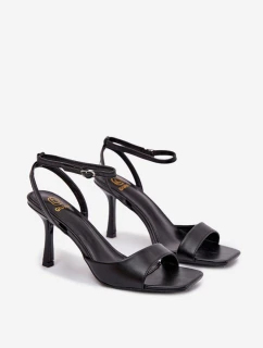 Dámské sandály na podpatku Eko kůže Černé model 21788209 - Boto